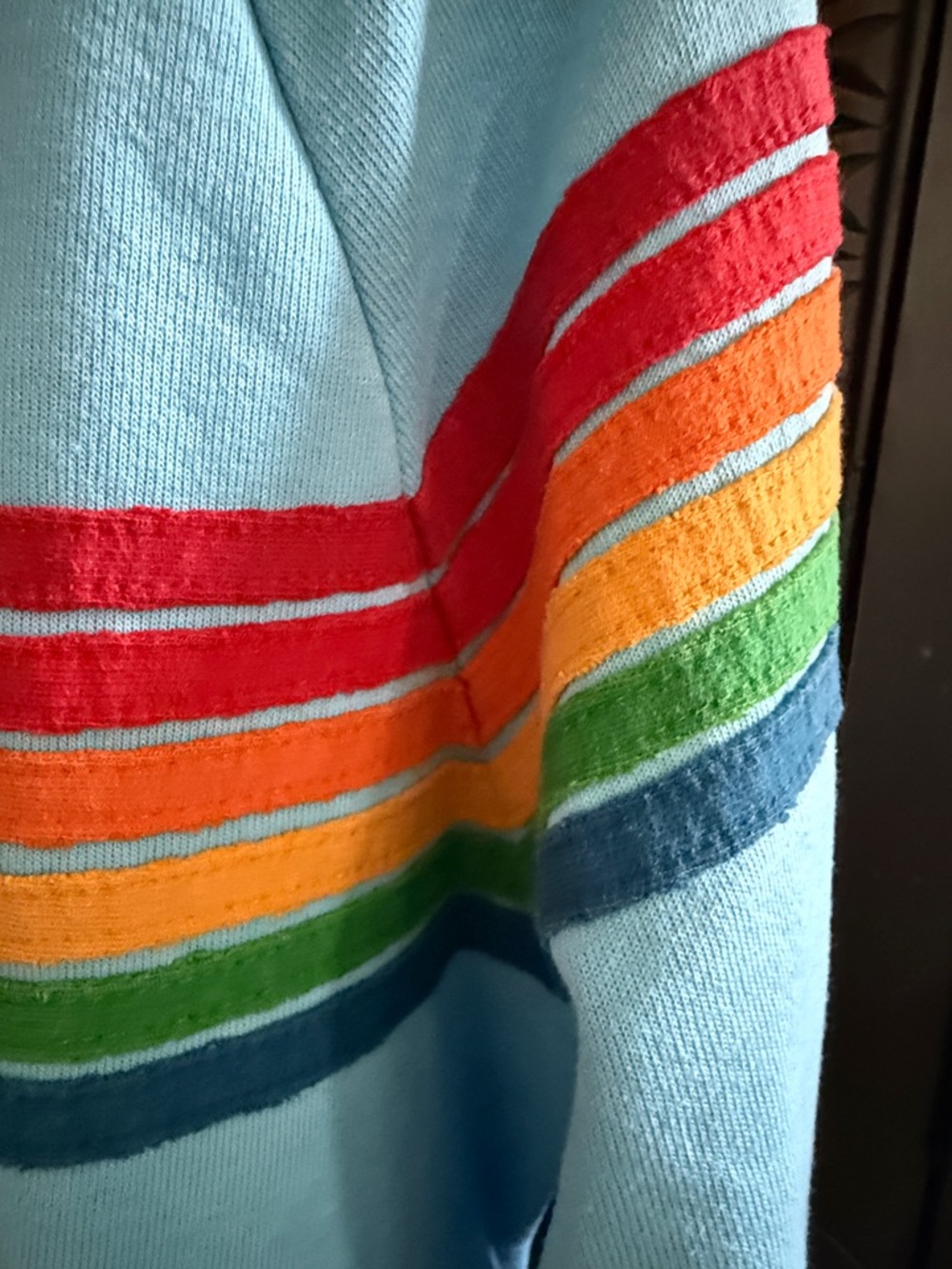 Aviator Nation Light Blue Sweatshirt with Rainbow Stripes EUC - Picture 6 of 6